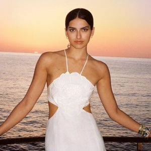 FARM RIO FLOWER HALTER MIDI DRESS